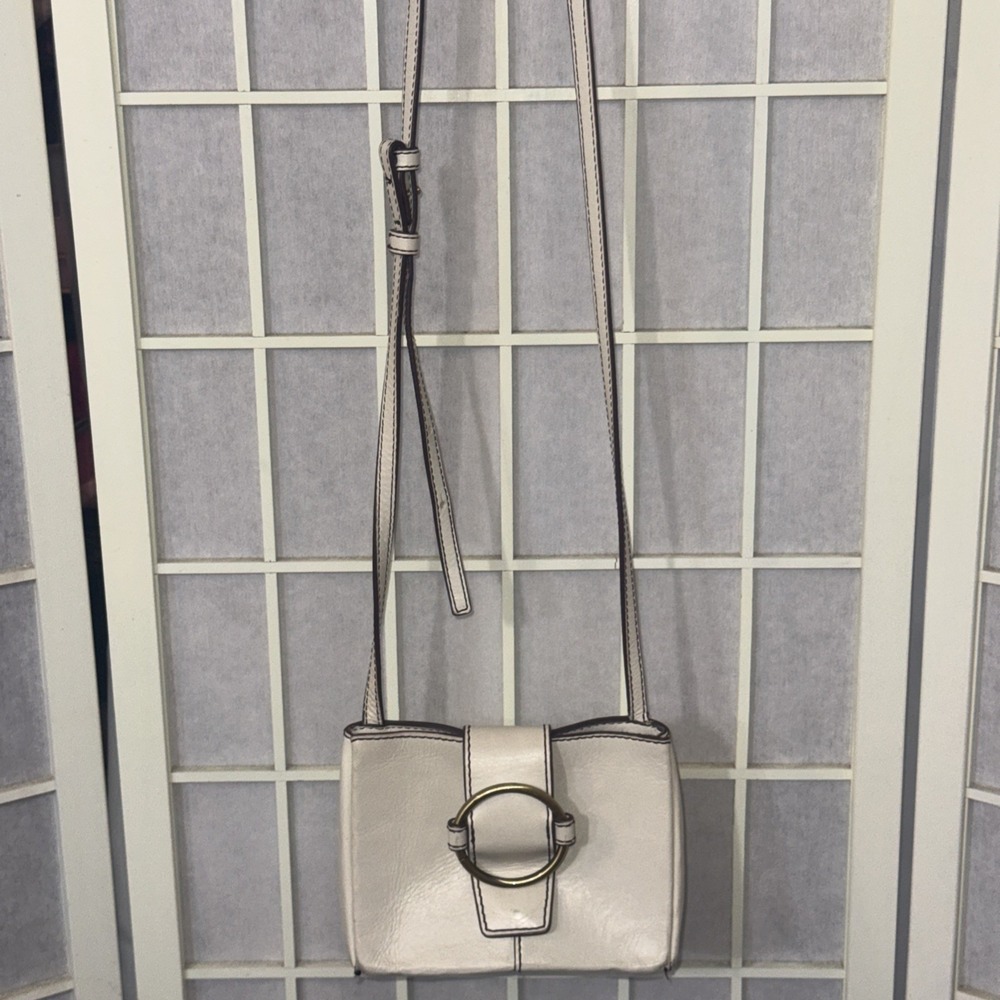 HOBO Mini Elan White Leather Small Minimalist Boho Western Crossbody Bag Purse